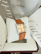 Rare Cartier Tank Solo Stainless Steel Orange Dial & Band ~ Box & Papers 2