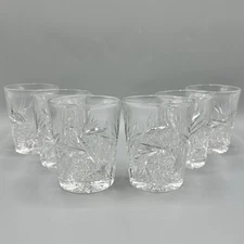 Set Of 6 VIntage American Brilliant Cut 3 3/4” Double Old Fashioned Glasses /cb