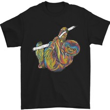 a Colourful Sloth on a Branch Mens T-Shirt 100 Cotton