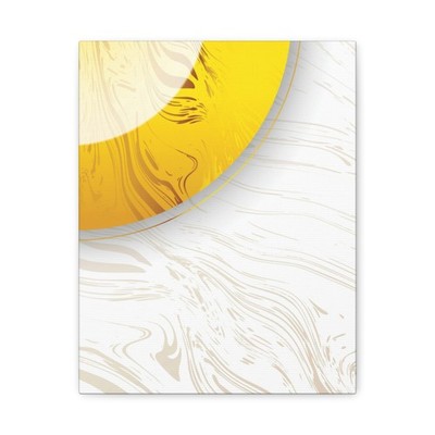Golden Fluid Abstract Canvas Art | Cream & Yellow Swirls - Framed Canvas