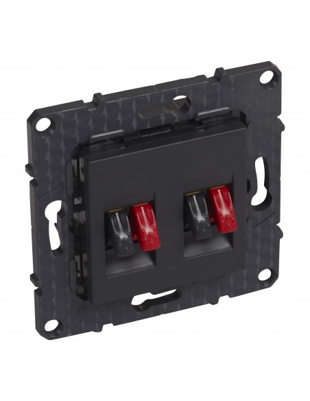 Double prise haut-parleur BTICINO Altège noir BTAL47SD à bornes automatiques pour un son pur