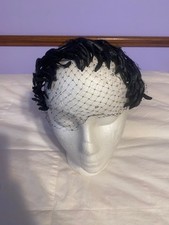 Vtg Black Headband with Mesh Veil
