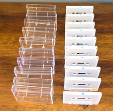 Lot of 10 White Blank Audio Cassette Tapes w/ Clear Standard Jewel Cases 20 Min.