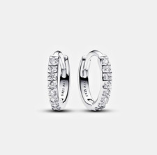 Genuine PANDORA Sparkling Huggie Hoop Earrings 293015C01 With Gift Box