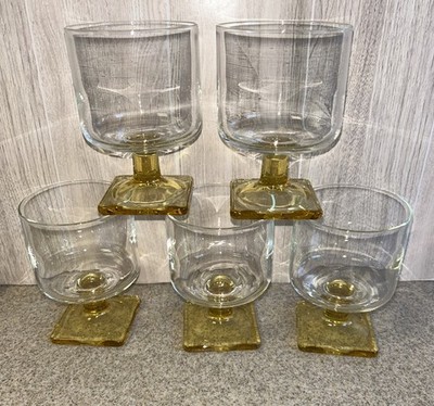 5 Federal Juice Water Wine Nordic Topaz Yellow Square Foot, Mid Cent Mod,
