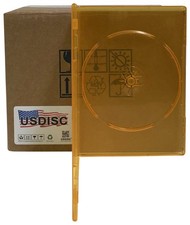 USDISC DVD Cases Slimline 7mm Premium, Single 1 Disc Clear Orange Lot