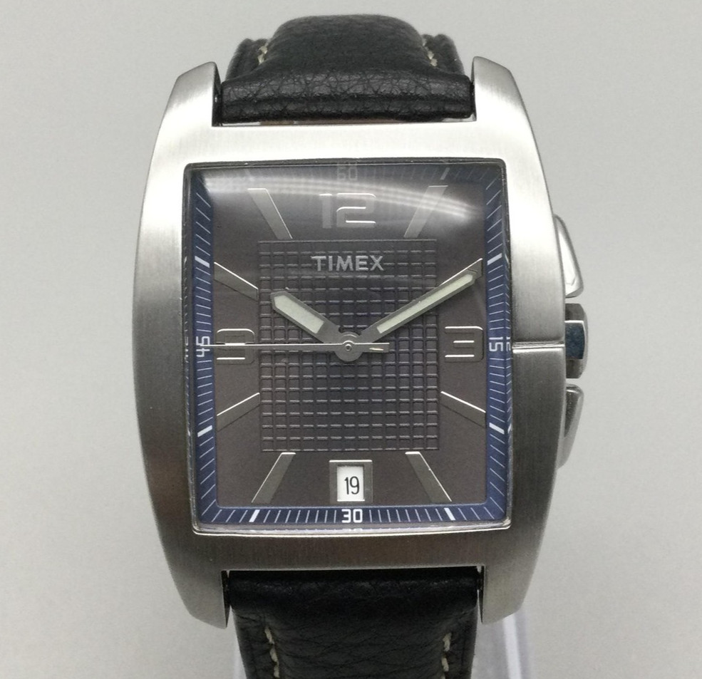 Timex Rectangular Date Watch Men 35mm Gray Dial B… - image 1