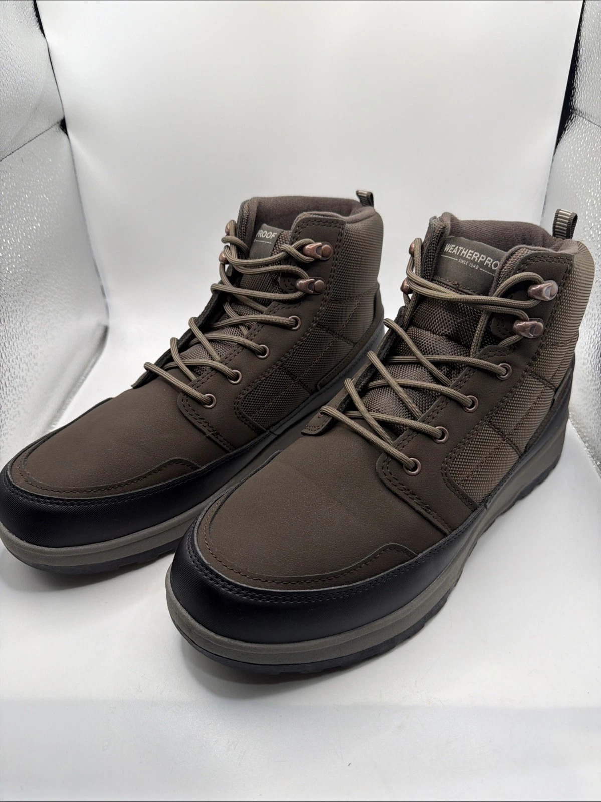 Weatherproof Jenkins Snow Boots Men's Brown Lace Up Lightweight Comfort - 11