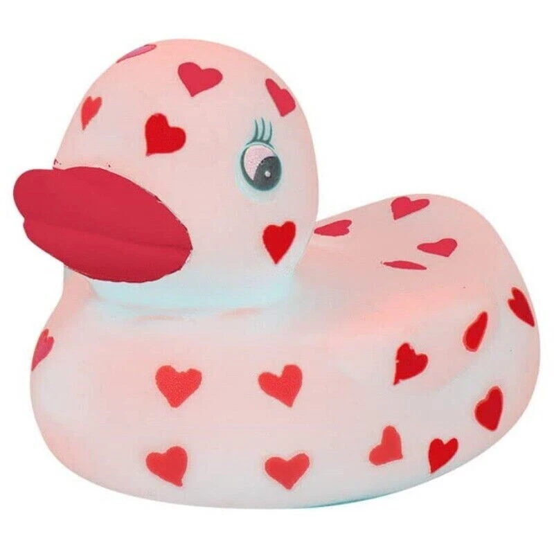 2 X Caoutchouc Canard Paire Rouge et Blanc Amour Cœur Design Bain Jouet - Photo 3/4