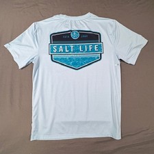 Salt Life-Live Salty Medium Lite Blue 2003 Logo SLX UVapor short sleeve