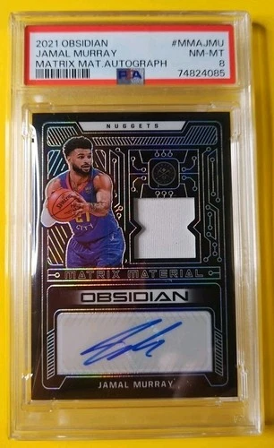 2021-22 OBSIDIAN JAMAL MURRAY MATRIX MATERIAL JERSEY AUTO /75 PSA 8 NUGGETS 💰
