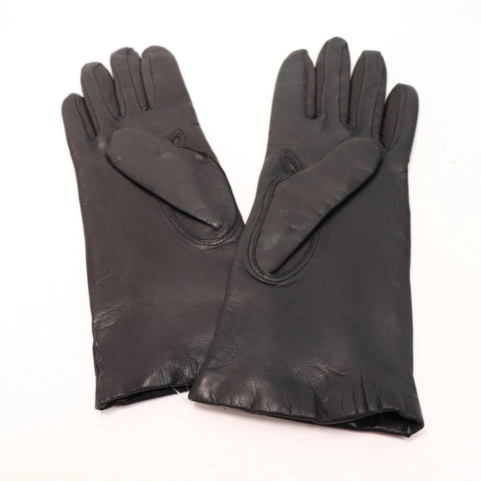 Classic Van Raalte Leather Gloves Women 7 Cashmere Lined Black Past Wrist NWT - Image 2 of 4