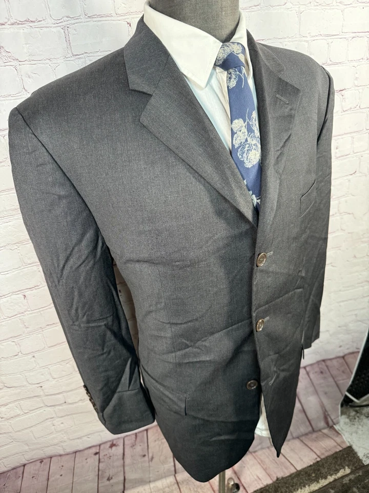 PRINCIPE Hombres Gris ITALIANO Lana Calce Clásico 2 Piezas Traje 42R Chaqueta 37x30 Pantalón Foto 4 de 4