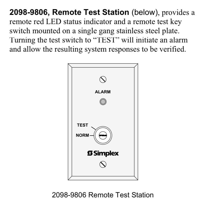 Simplex 2098-9806 Remote Fire Alarm Indicator Test Station
