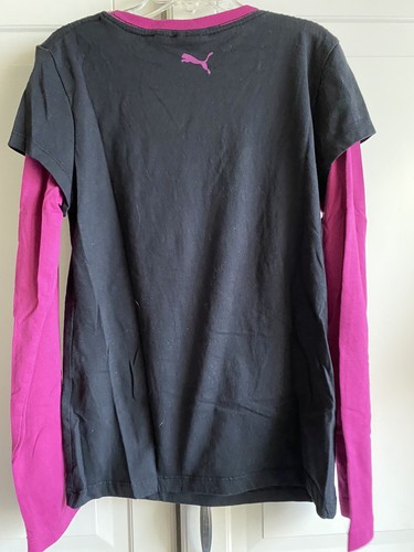 PUMA Girl Long Sleeve Black & Pink Top Size Large 10/12 - Picture 5 of 5