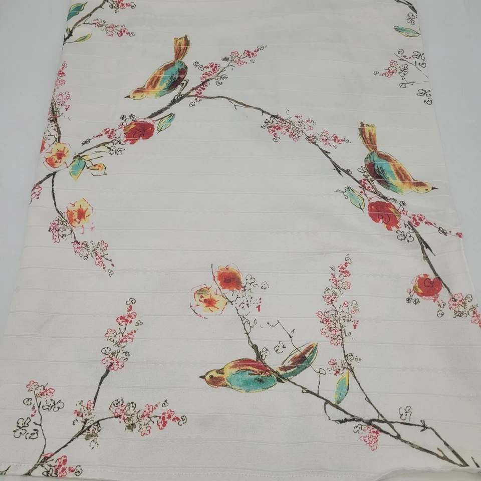 Lenox Fine Dining Chirp Linen Tablecloth 52 x 70 Birds Trees Floral Botanical - Image 2 of 4