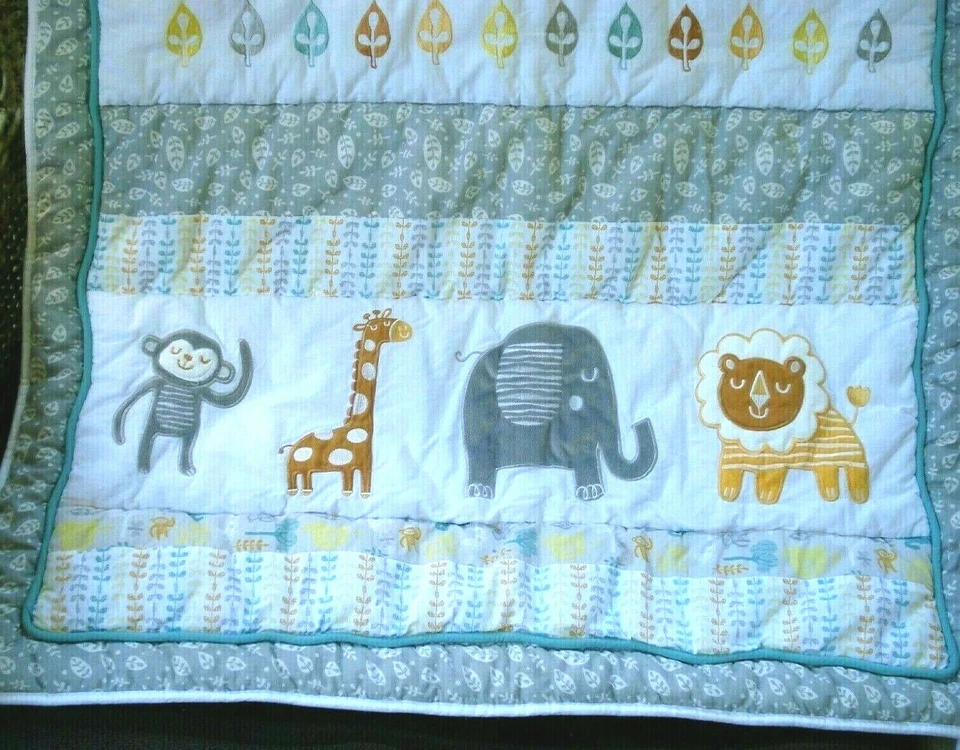 Trend Lab Lullaby Neutral Jungle Safari Animal Theme Infant Quilt NEW - Image 2 of 4