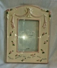 AMSCAN Baby Sweet Blessings Standing 3D Ceramic Photo Frame Holds 4"x6" Photo