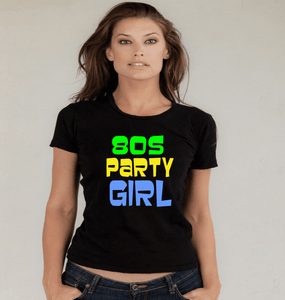 80s PARTY GIRL skinny fit T SHIRT SMALL TO xl