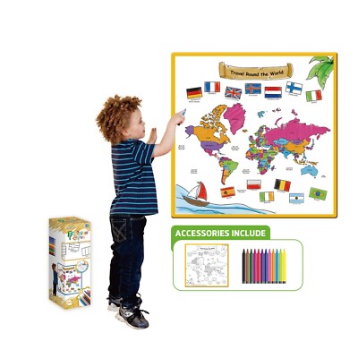  Kids Fantastic Color Small Washable Coloring Play Mat W/ 12 Washable Markers