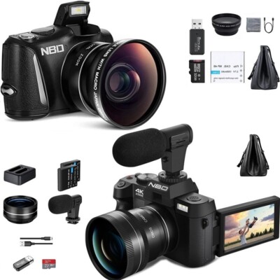 NBD Digital Camera 4K 48MP 3'' IPS LCD Screen Camcorder Vlogging w/ 32GB TF  Bag UK