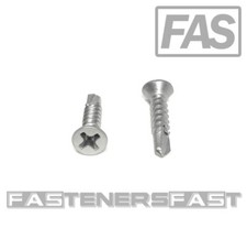 (100) 6x5/8 Stainless Steel Phillips Flat Head Self Drilling Tapping TEK Screws