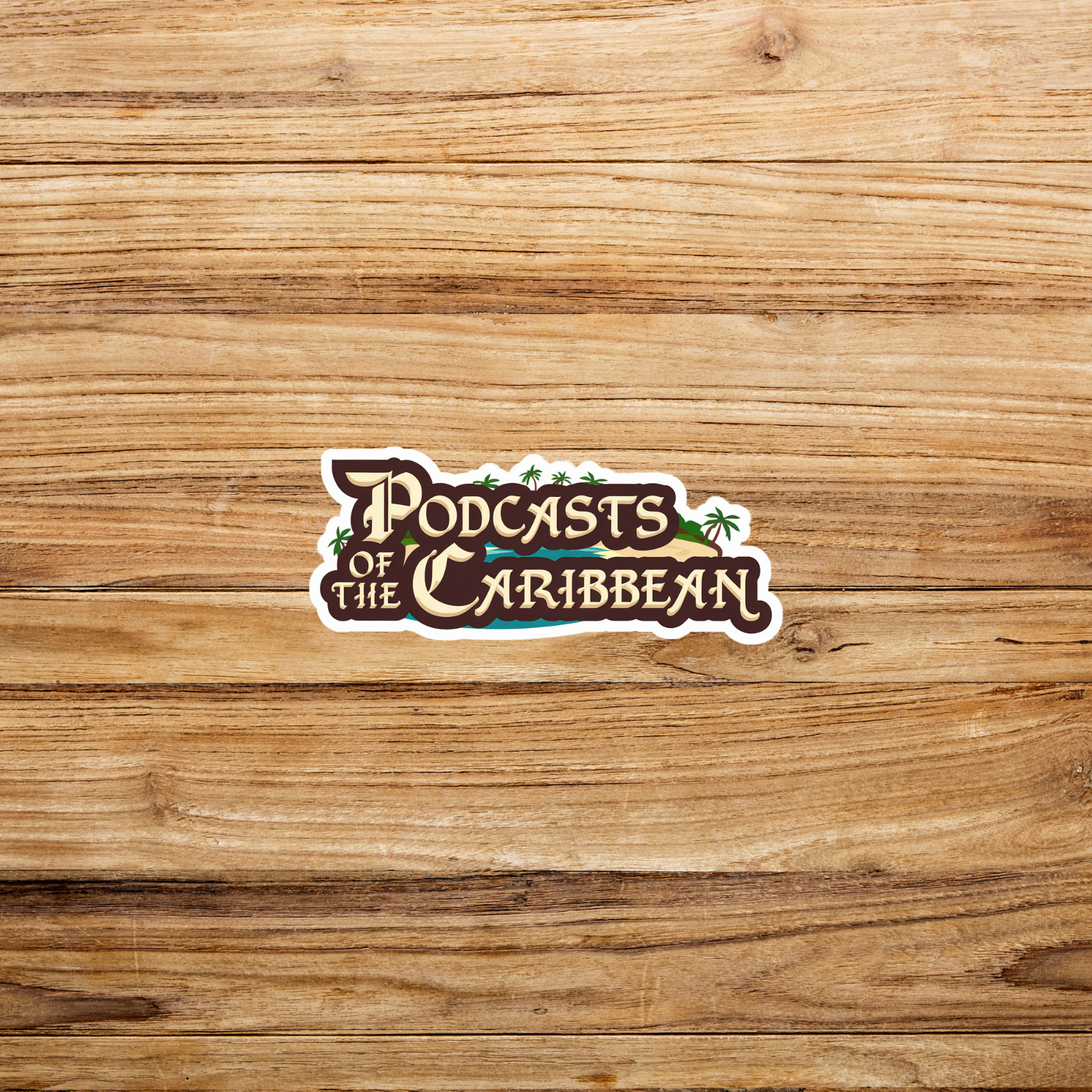 Podcasts of the Caribbean - Fun Pirate-Themed Podcast Logo Sticker #2974