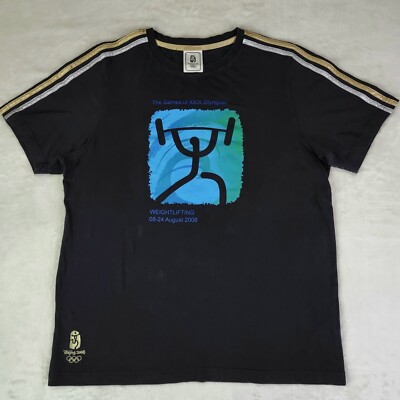Adidas 2008 Beijing Olympics T-Shirt Womens Size 2XL Black Weightlifting 