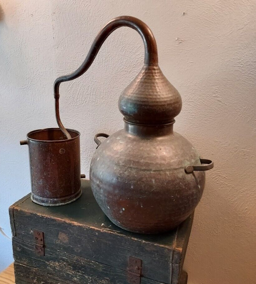 Vintage Copper Hammered Distillery Alembic Still Moonshine Good Size 10 Litres