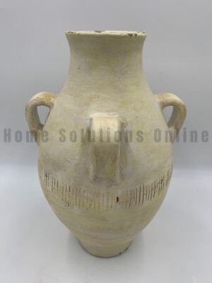 Pottery Barn Artisan Handcrafted Terracotta Glazed Vase Jug White 14'' H #X918