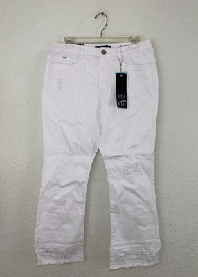 FDJ Womens Olivia Slight Flare Crop Denim Jeans White Size 10