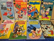 8 DISNEY, GLADSTONE, GOLD KEY COMICS; MICKEY MOUSE, MOBY DICK, WOODY WOODPECKER