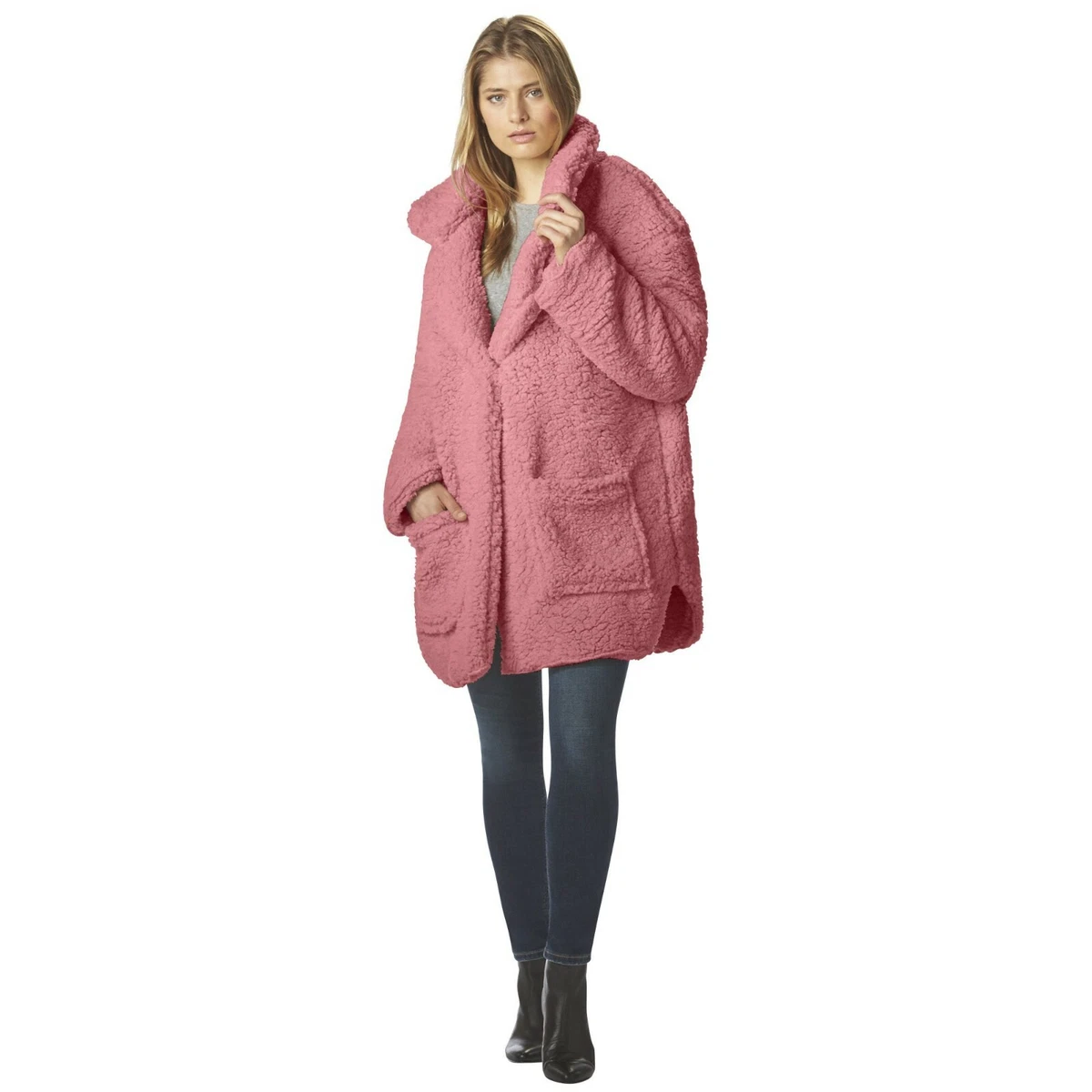 Pink teddy shop fleece jacket