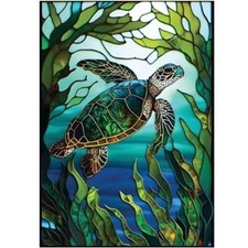 5D DIY Diamond Painting Kits for Adults Kids, Sea Turtle Stained Glass Full