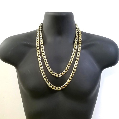 12mm Heavy Gold Necklace 18K Solid Cuban Jewelry Curb Chain Polish Waterproof - Picture 5 of 24
