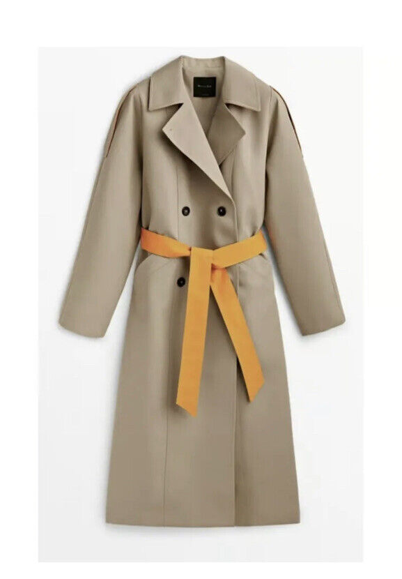 MASSIMO DUTTI Zara Beige Water Repellent Trench Coat With MASSIMO DUTTI Zara Beige Water Repellent Trench Coat With