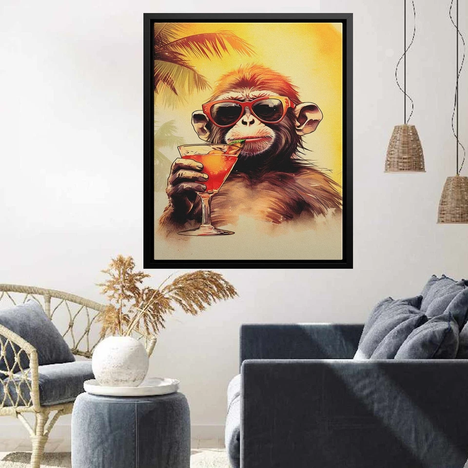 Cool and Funny Party Animal Wall Art Print, Tipsy Monkey poster no frame - Image 3 of 4