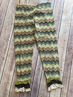 Matilda Jane size 10 Field Trip Ziggy Brown Leggings Chevron zig zag 2/3 B13