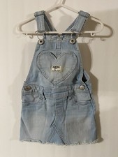 OshKosh B gosh Size 2T Denim Jeans Overall Skirt Pocket Behind Denim Heart