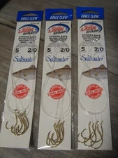 15 Snelled Eagle Claw 2/0 Striped Bass Inline Circle Baitholder Fish Hooks