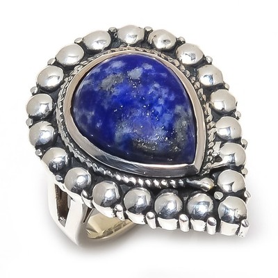Bagues En Lapis-lazuli – Lot En Gros, Pierre Ovale Bleue, Plaqué Argent, Fait Main En Inde