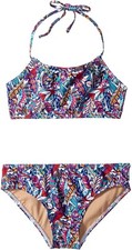 Toobydoo Baby Girl's 171922 Funky Feathers Bandeau Halter Bikini Size 11-12