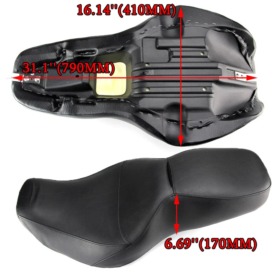 Sillín ancho Seat Low-Pro para Harley Touring Road King FLHR Classic Police 97-07 Foto 3 de 4