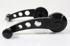 2x 4.46" SLOTTED FIT CAR WINDOW/WINDER/KNOB/DOOR CRANK HANDLE BLACK ANODIZED