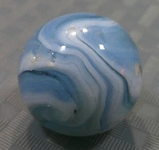 Vintage 1940s Large Marble Shooter Boulder Banger Bonker Blue White Ice Agate