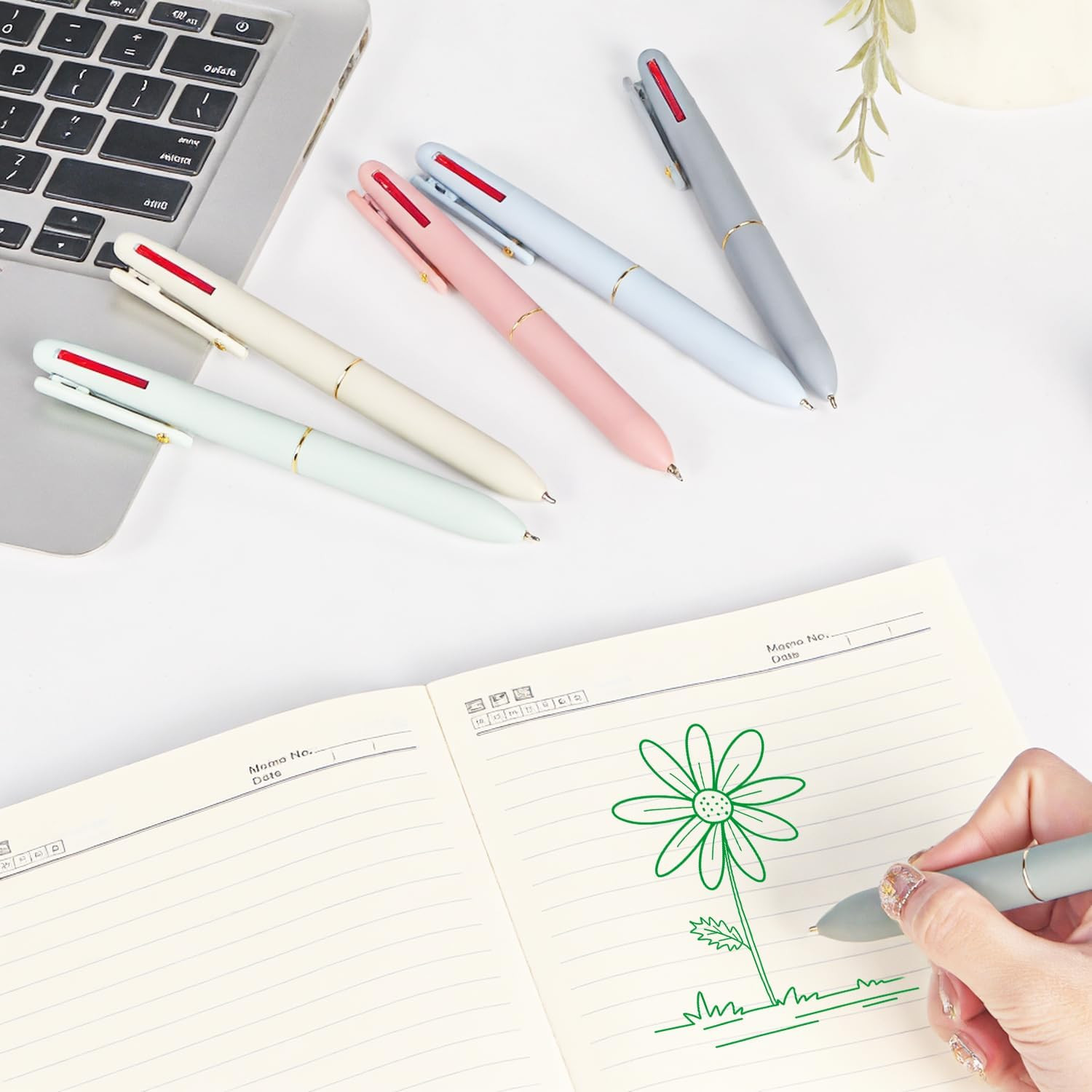 Multicolor Pens, 4-In-1 Colored Ballpoint Pen 0.5Mm Fine Point Smooth Writing,Nu