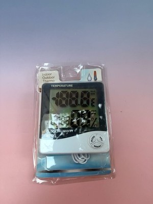 HTC-2 Indoor Outdoor Digital Temperature and Humidity Monitor Clock