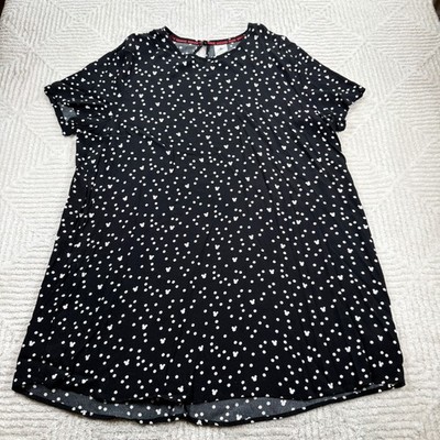 Disney Minnie Mouse Dress Womens 2XL Black Tunic Shift Whimsical Flowy Summer