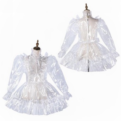 Girl Sissy Sexy Maid Lockable White PVC Dress cosplay costumes Tailor-made