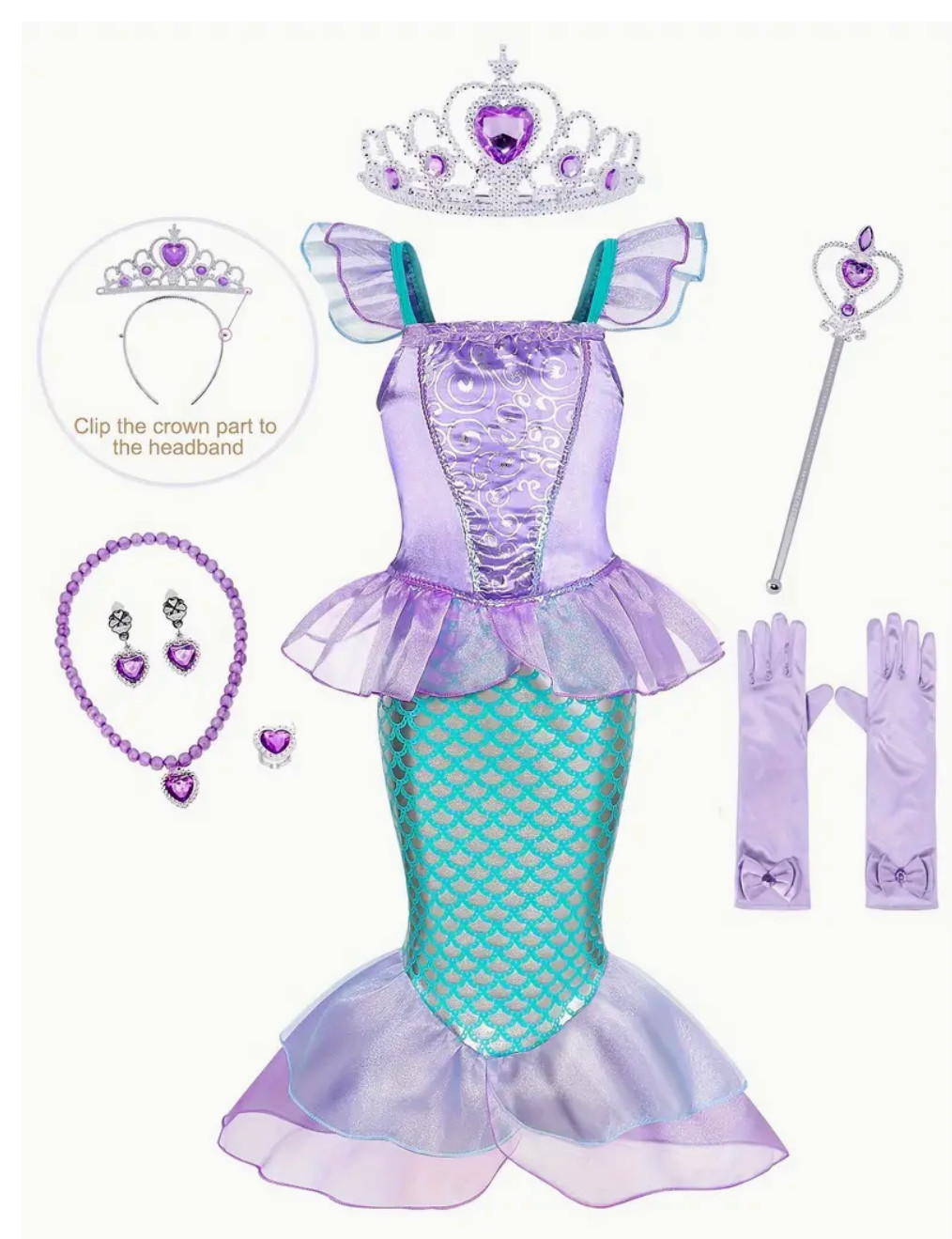 Disfraz Niña Sirena Navidad Rosa Morado Ariel Disfraz Niño Nicolás